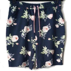 NWOT Lularoe Raw Hem French Terry Shorts M/L Blue Floral Pockets  50off3